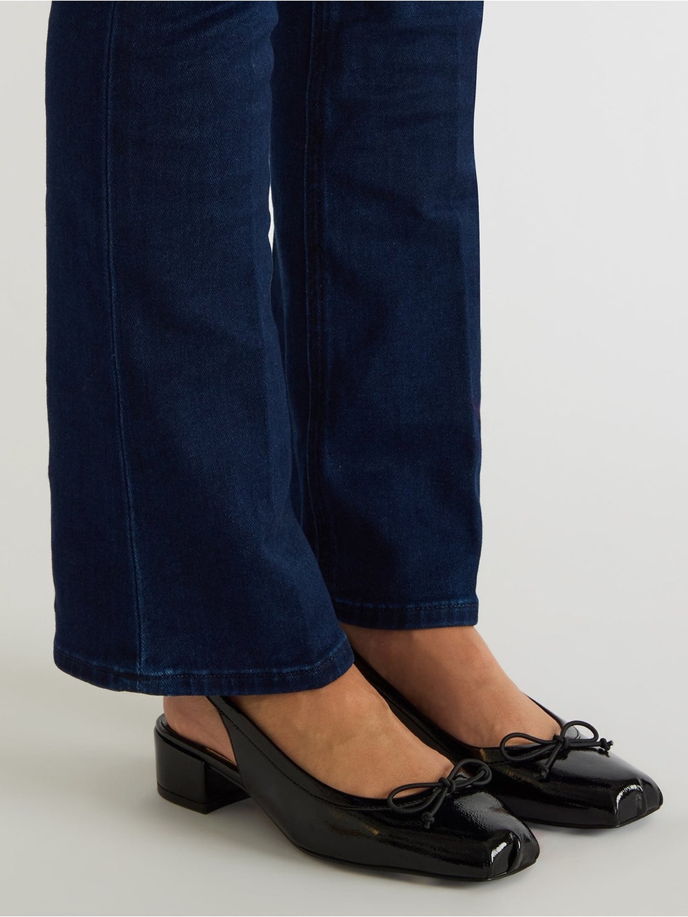 Steve Madden LOVED BLACK CRINKLE BLACK PATENT square-toe slingback heels size 5 - Picture 3 of 15